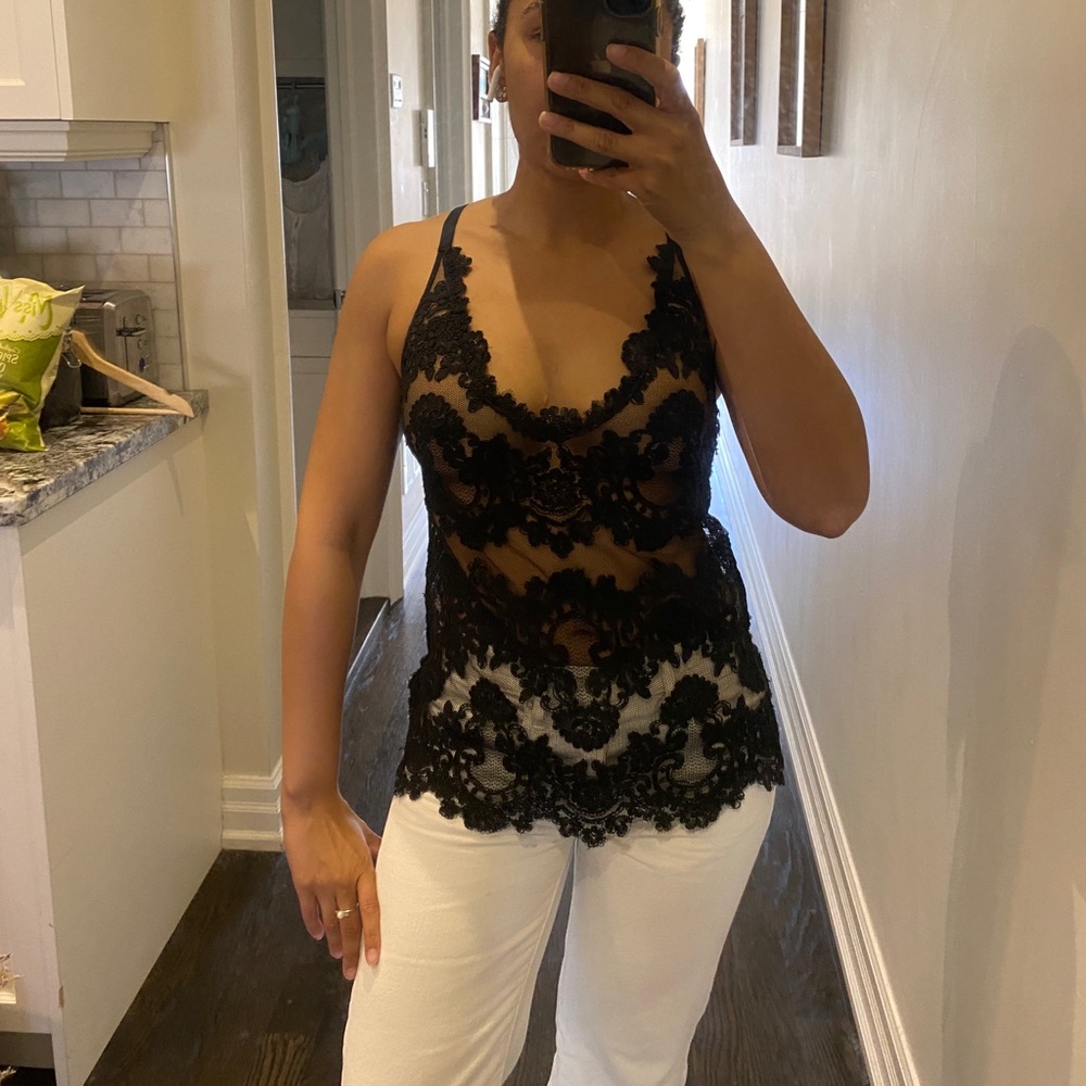 Babaton black lace top